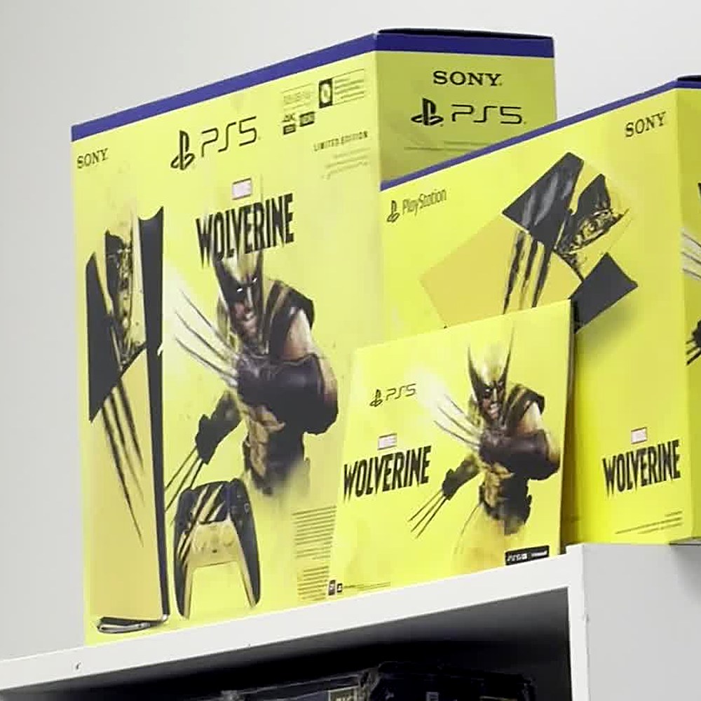 The official PS5 Marvel's Wolverine Limited Edition boxes on our shelf